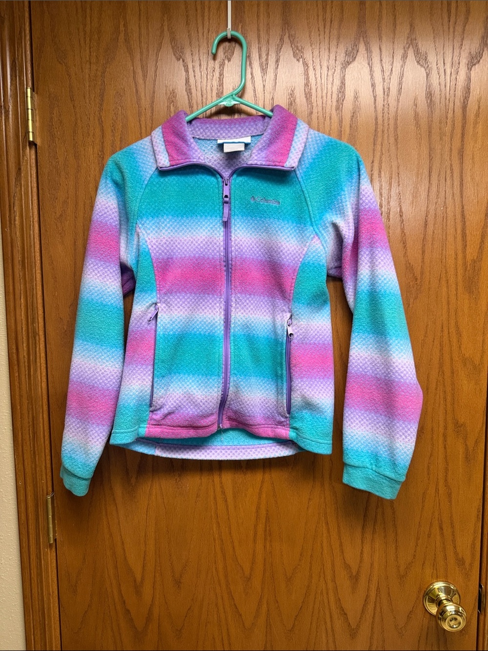 Columbia Women's Striped Fleece Jacket - Teal, Pink & Purple